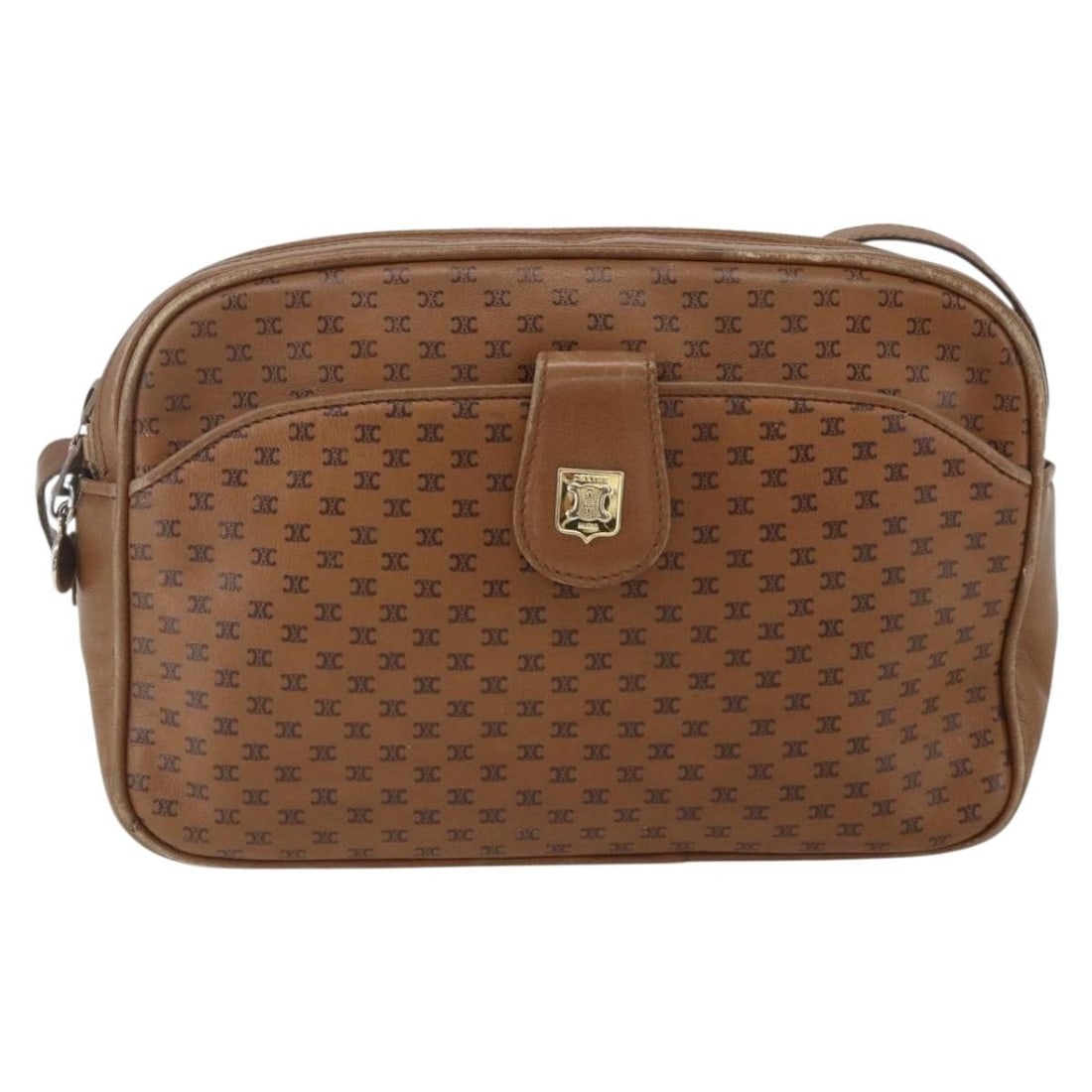 Celine Vintage Macadam Brown Canvas Leather Shoulder Bag: Celine Vintage Macadam Brown Canvas Leather Shoulder Bag This Celine Vintage Macadam Shoulder Bag features the iconic brown canvas with leather accents and a classic shoulder strap design. Made in Ita