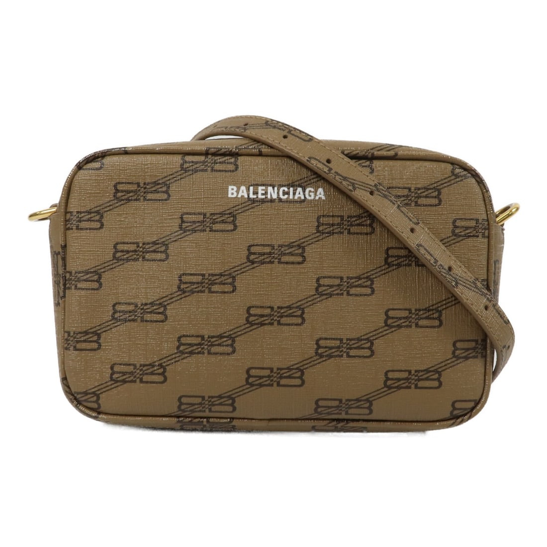 Balenciaga 702701 BB Monogram Camera Shoulder Bag Brown Coated Canvas (1 of 14)