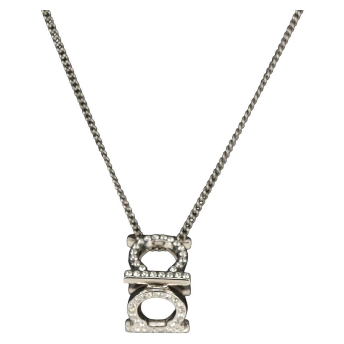Salvatore Ferragamo Gancini Silver Tone Metal Necklace Italy: Salvatore Ferragamo Gancini Silver Tone Metal Necklace Italy Salvatore Ferragamo Gancini necklace in silver-tone metal, designed for women and made in Italy. This piece includes the item box and is pr