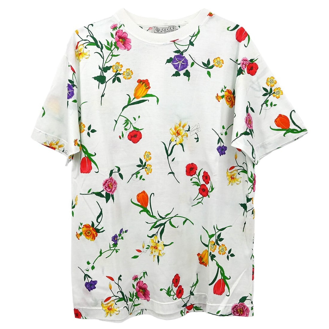 Gucci White Cotton Womens Round Neck T Shirt Size L: Gucci White Cotton Womens Round Neck T Shirt Size L Gucci women's short-sleeve T-shirt in white with a round neckline and basic casual styling. Made in Italy from 100% cotton, this top is suitable for