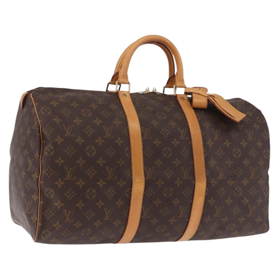 Louis Vuitton M41426 Keepall 50 Monogram Canvas Boston Bag: Louis Vuitton M41426 Keepall 50 Monogram Canvas Boston Bag Louis Vuitton Keepall 50 Boston bag in Monogram canvas. This travel bag includes a name tag and Powanie. Condition is rated B with reasonable