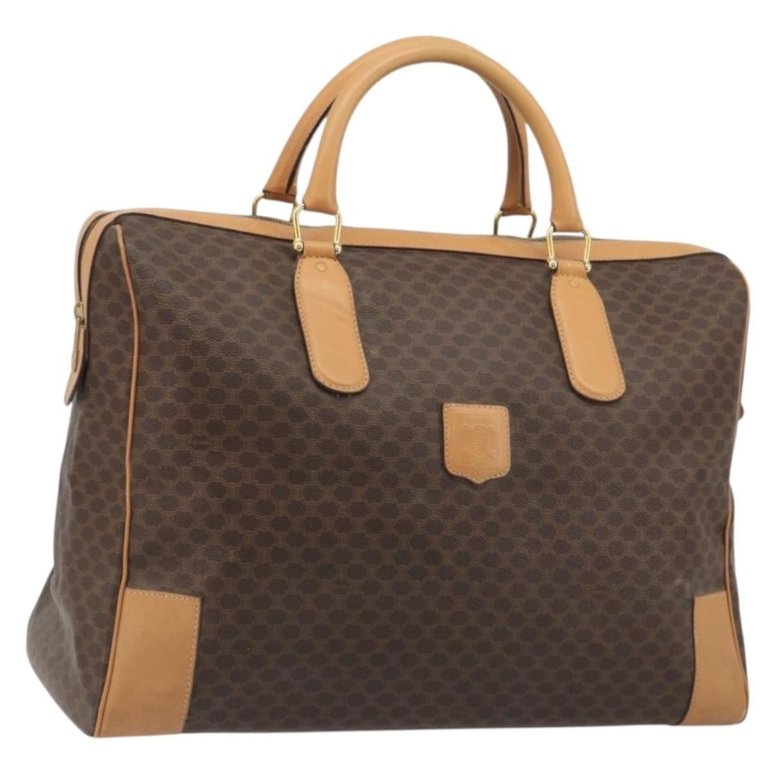 CELINE Macadam Boston Bag Brown PVC Leather Gold Tone (1 of 18)