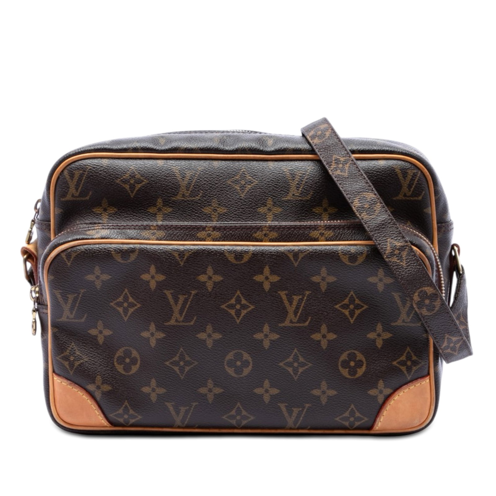 Louis Vuitton Nil Monogram Crossbody Bag Brown Canvas: Louis Vuitton Nil Monogram Crossbody Bag Brown Canvas Louis Vuitton Monogram Nil Crossbody bag crafted with a monogram canvas body and vachetta leather trim. It features an adjustable flat shoulder st