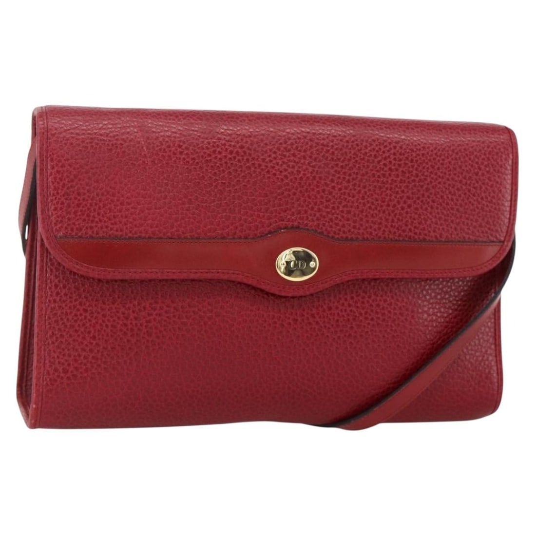 Christian Dior Red Leather Shoulder Bag Gold Accents France: Christian Dior Red Leather Shoulder Bag Gold Accents France This Christian Dior shoulder bag features a red leather exterior with gold-tone accents, crafted for women. The bag offers a structured silh