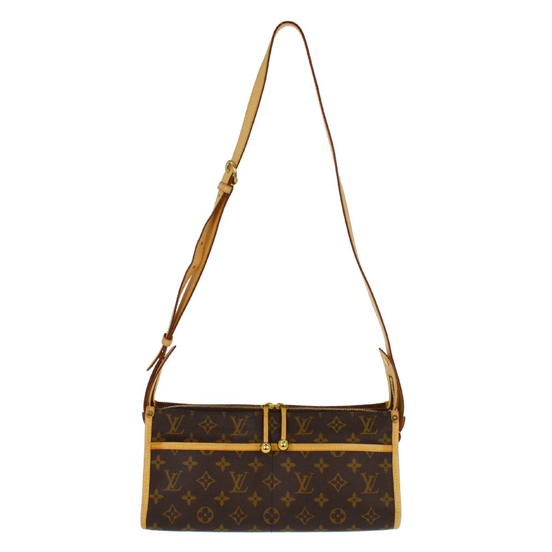 Louis Vuitton Popincourt Long Monogram Shoulder Bag M40008 Brown: Louis Vuitton Popincourt Long Monogram Shoulder Bag M40008 Brown Vintage Louis Vuitton Popincourt Long shoulder bag in brown Monogram canvas with leather trim. This medium bag features a zip closure, 