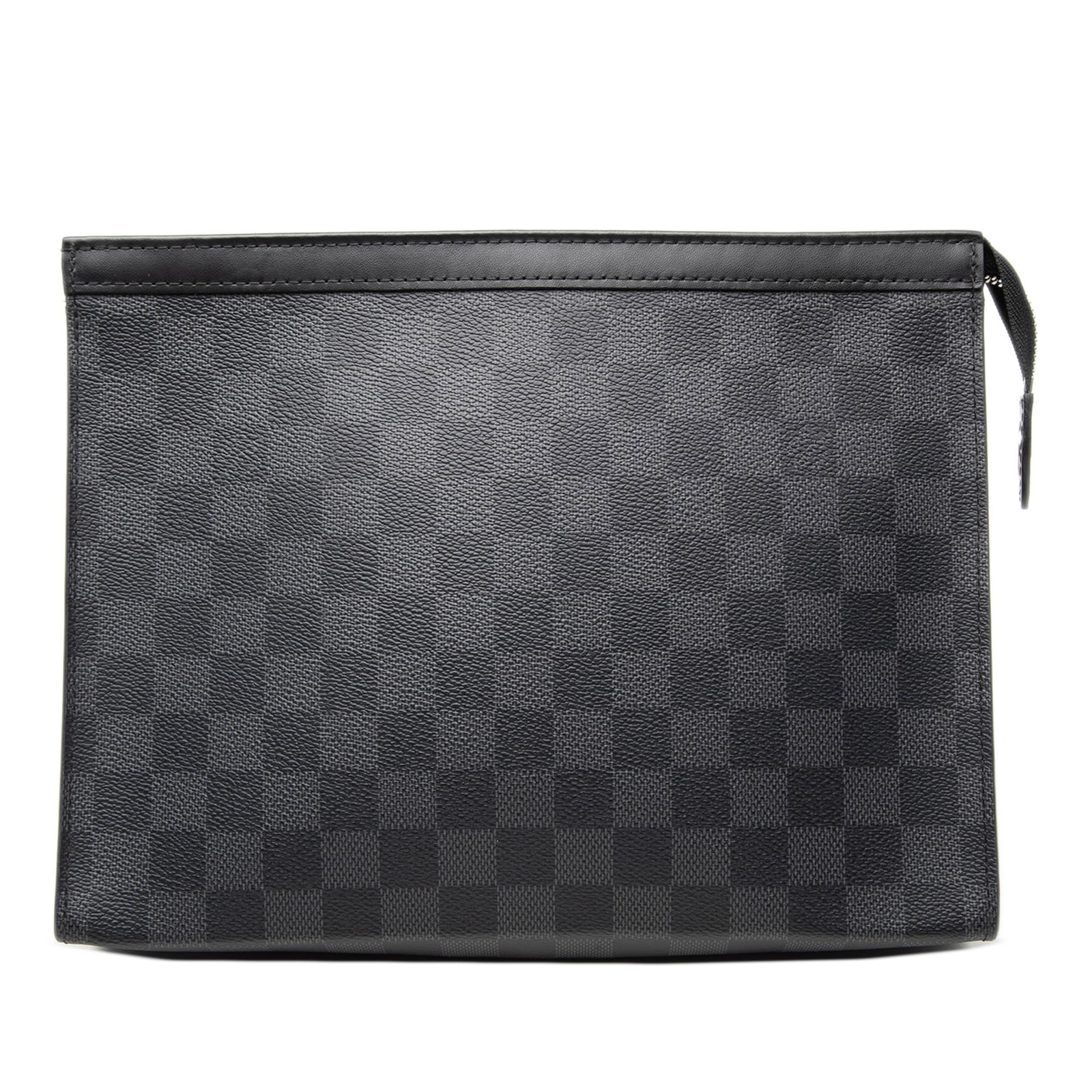 Louis Vuitton Pochette Voyage MM Damier Graphite Clutch Bag: Louis Vuitton Pochette Voyage MM Damier Graphite Clutch Bag Louis Vuitton Pochette Voyage MM in Damier Graphite canvas with leather trim and a top zip closure. The interior includes slip pockets for o