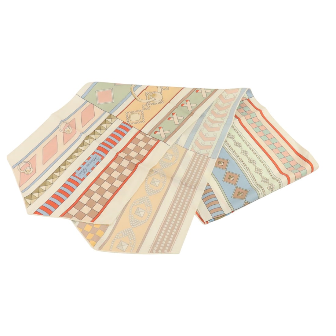 Hermes Maxi Twilly Silk Scarf 30X174cm Beige Pink Multicolor: Hermes Maxi Twilly Silk Scarf 30X174cm Beige Pink Multicolor Hermes Maxi Twilly scarf in silk with a beige, pink, and multicolor design. Made in France, this women's scarf is presented without accesso