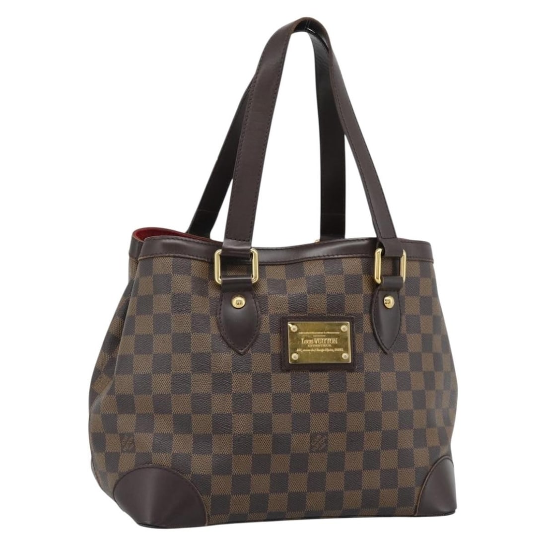 Louis Vuitton Hampstead Brown Canvas Handbag: Louis Vuitton Hampstead Brown Canvas Handbag Louis Vuitton Hampstead handbag in brown canvas with leather trim and hardware accents. This pre-owned piece is in fair condition with visible signs of use
