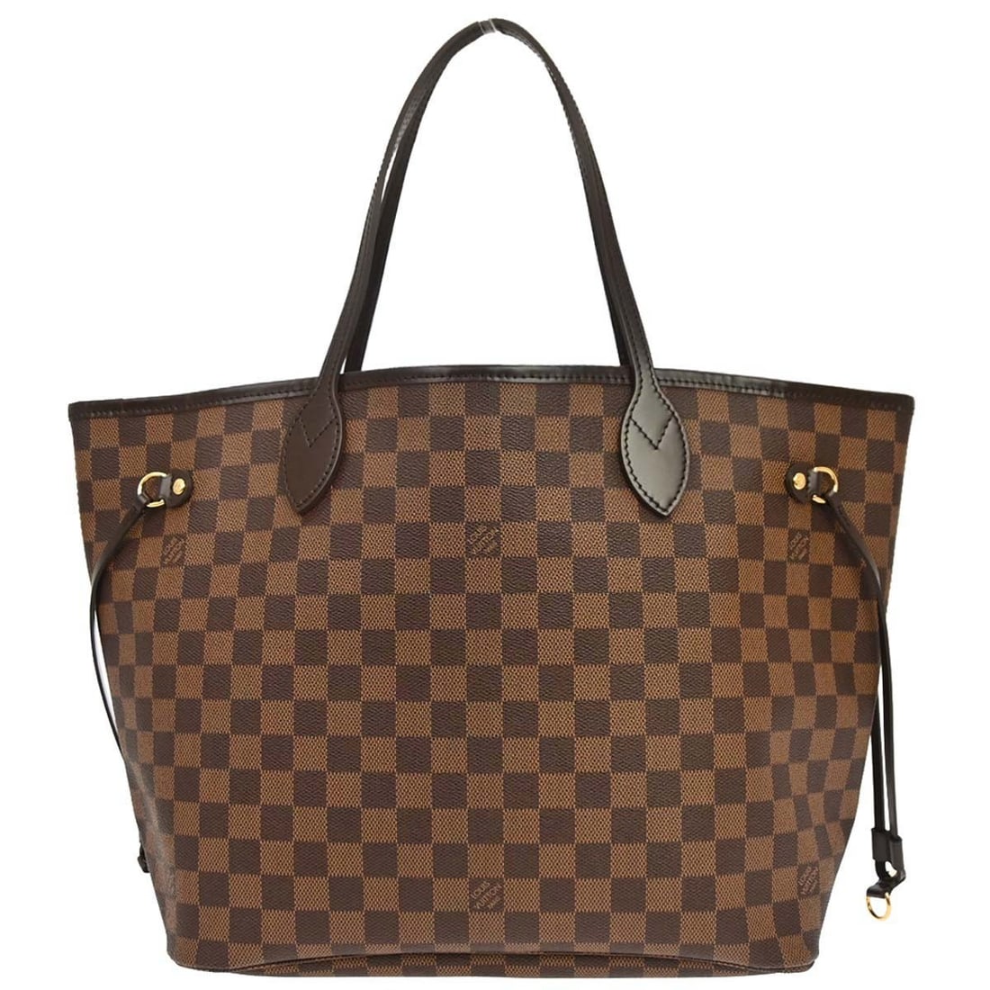 Louis Vuitton Neverfull MM Damier Canvas Tote Brown N51105: Louis Vuitton Neverfull MM Damier Canvas Tote Brown N51105 Louis Vuitton Damier Neverfull MM tote handbag in brown Damier canvas with leather handles. This medium-sized women's bag features a checkere