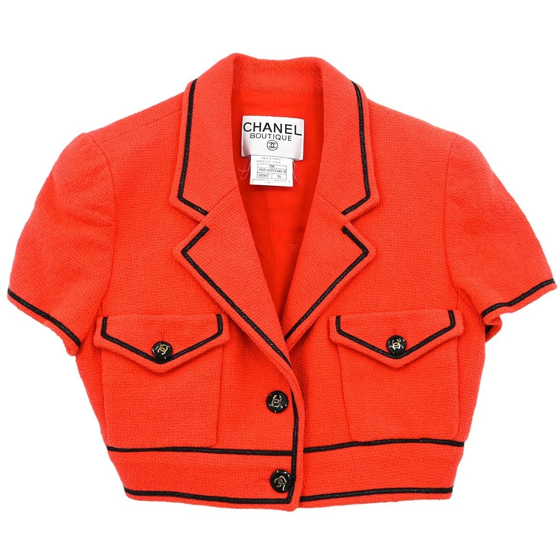 CHANEL P95 short sleeve cotton jacket vermilion red size 36 (1 of 14)