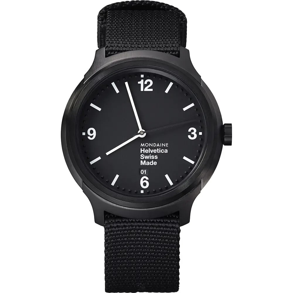 Mondaine Helvetica No1 Bold Black Dial Men's Quartz Watch MH1.B1221.NB: Mondaine Helvetica No1 Bold Black Dial Men's Quartz Watch MH1.B1221.NB Introducing the Mondaine Helvetica No1 Bold Steel Black Dial Men's Quartz Watch, a perfect blend of style and functionality for t