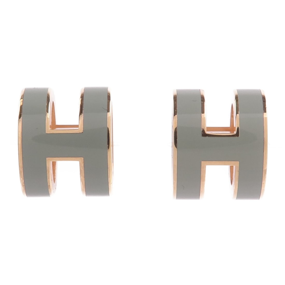 Hermes Pop H Pierced Earrings Green Metal with Box (1 of 6)