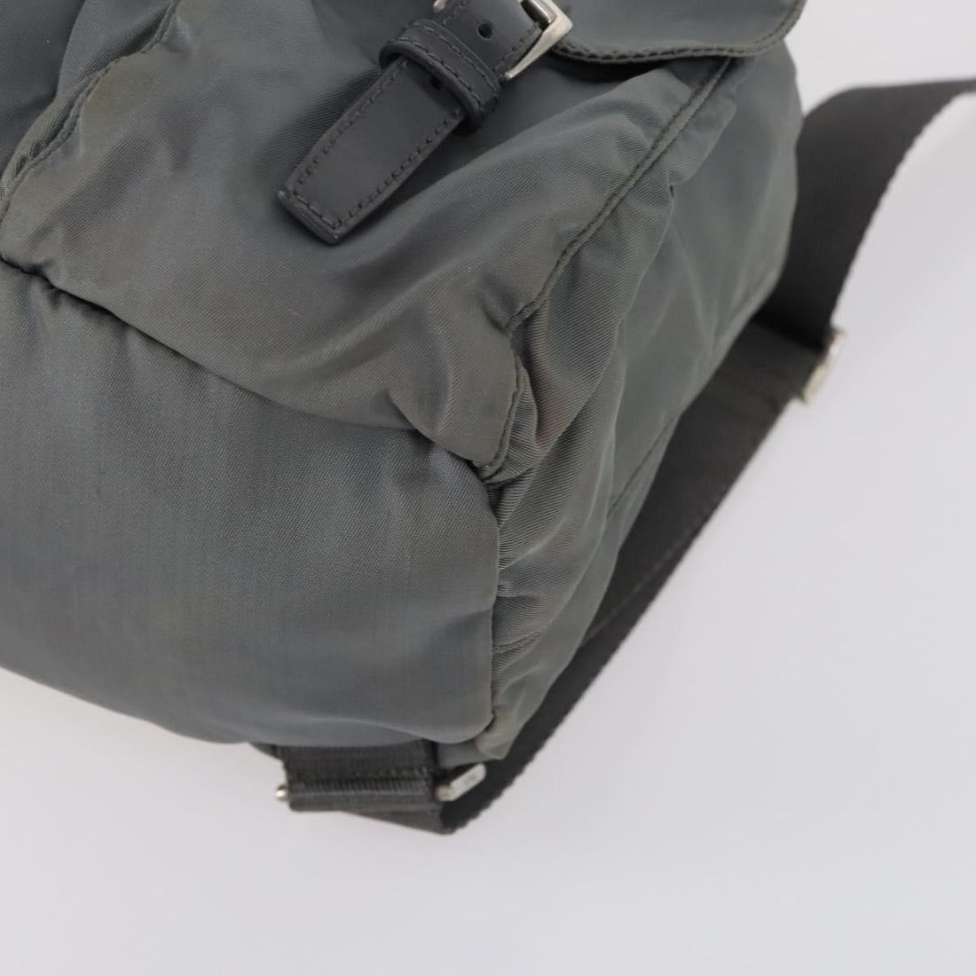 Prada Double Front Pocket Gray Nylon Backpack - 11