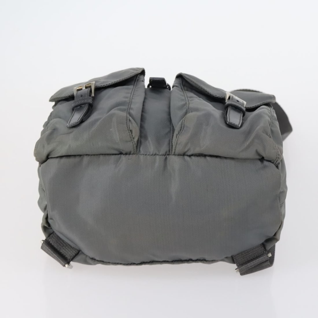 Prada Double Front Pocket Gray Nylon Backpack - 14