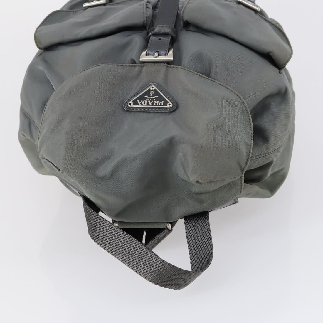Prada Double Front Pocket Gray Nylon Backpack - 15