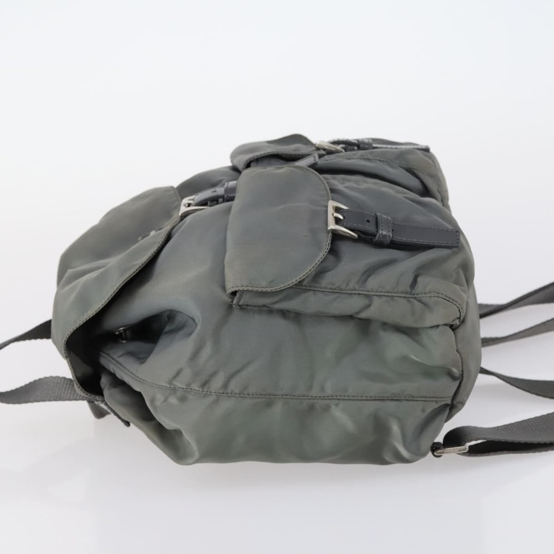 Prada Double Front Pocket Gray Nylon Backpack - 4