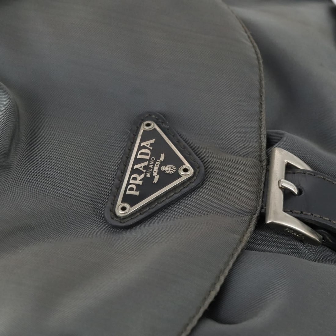 Prada Double Front Pocket Gray Nylon Backpack - 7