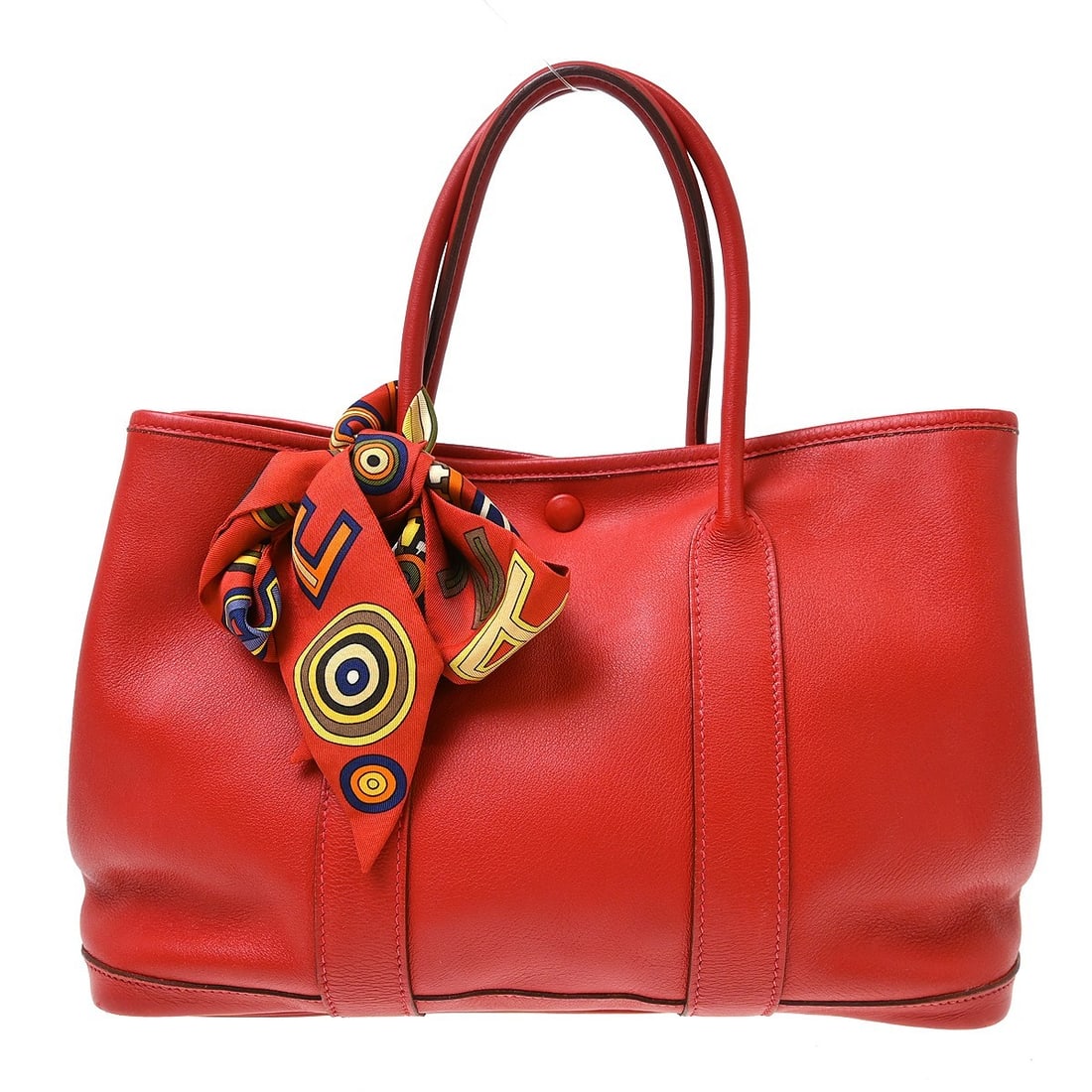 Hermes Garden Party 30 TPM Rouge H Swift Leather Tote Bag: Hermes Garden Party 30 TPM Rouge H Swift Leather Tote Bag Hermes Rouge H Swift Garden Twilly 30 TPM tote handbag in medium size, made in France. It features double handles with a 4 in handle drop, sil