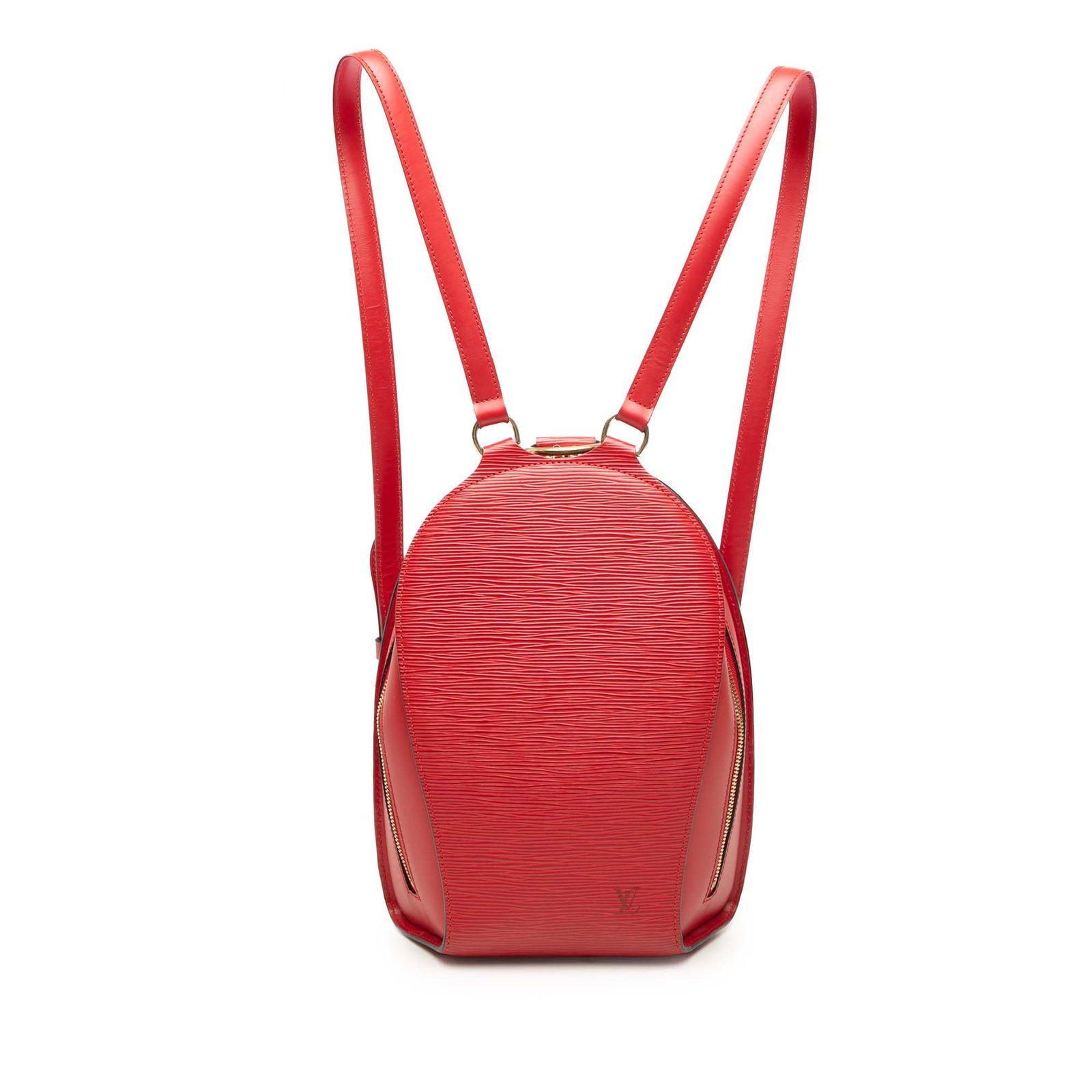 Louis Vuitton Mabillon Red Epi Leather Backpack: Louis Vuitton Mabillon Red Epi Leather Backpack Louis Vuitton Epi Mabillon backpack in red Epi leather with a top round metal handle, adjustable flat leather back straps, dual top zip-around closures,