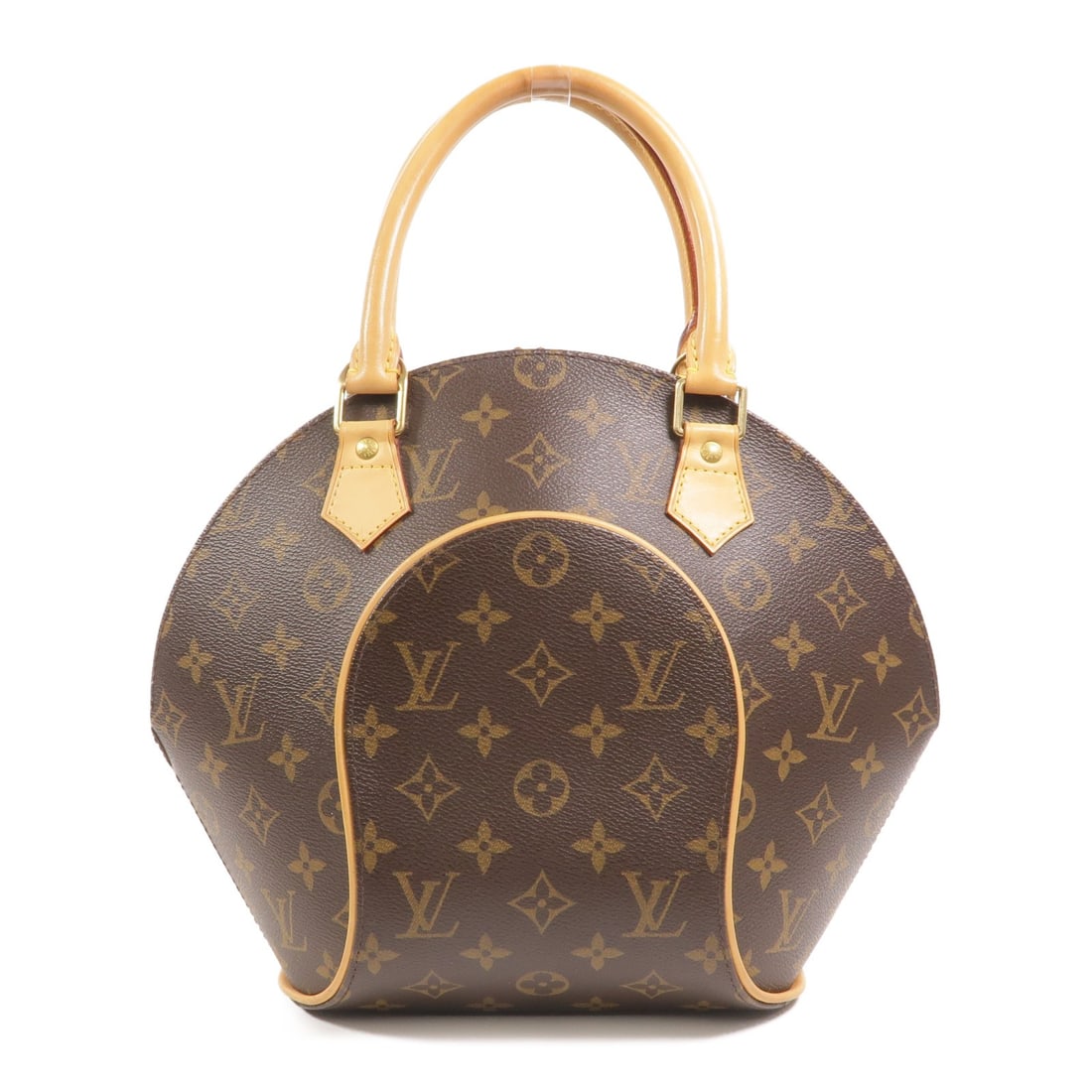 Louis Vuitton Ellipse MM Monogram Handbag M51126 Brown: Louis Vuitton Ellipse MM Monogram Handbag M51126 Brown A Louis Vuitton Ellipse MM handbag in brown Monogram and PVC coated canvas. The bag features a fastener closure, one open interior pocket, and a 