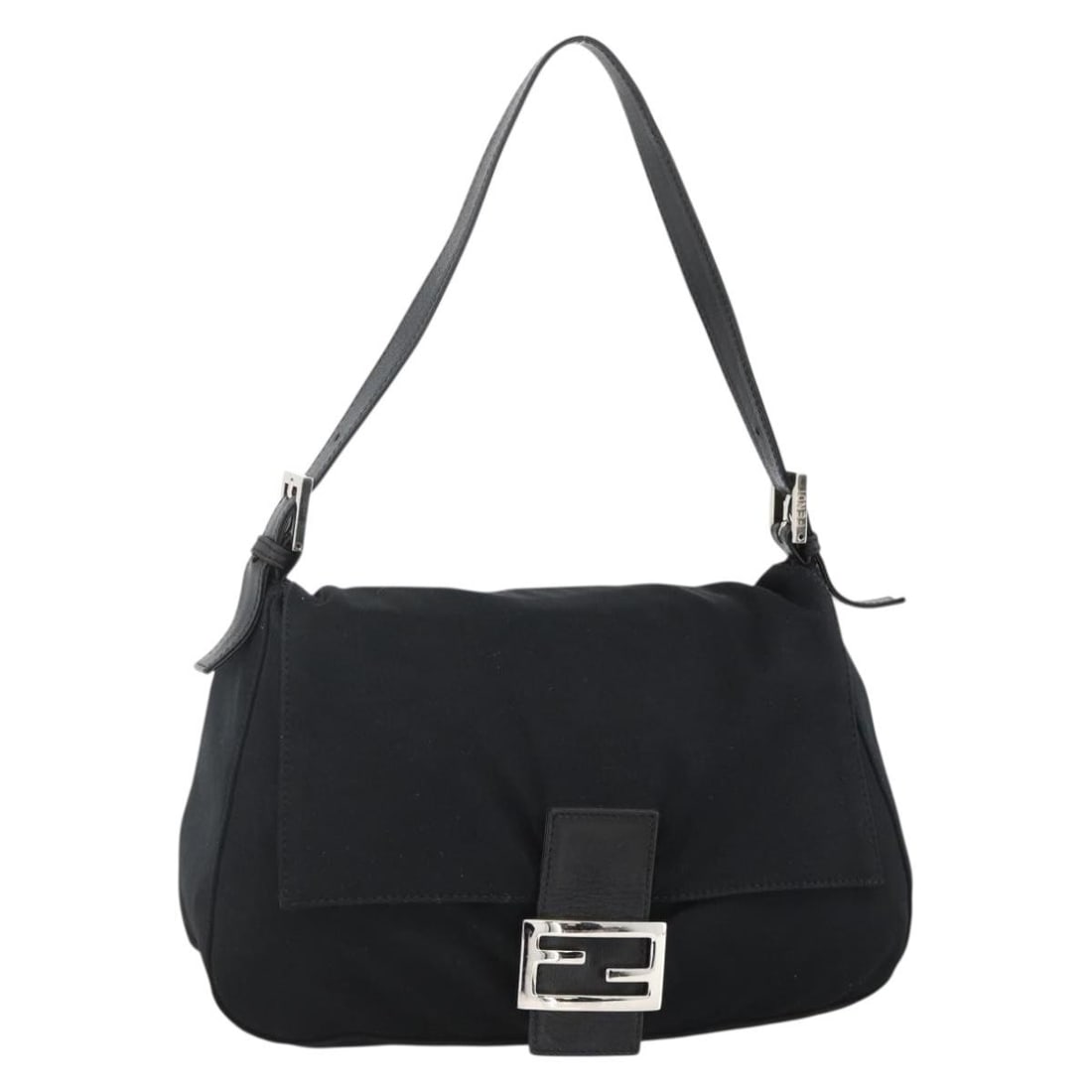 FENDI Mamma Baguette Nylon Shoulder Bag Black Silver (1 of 18)
