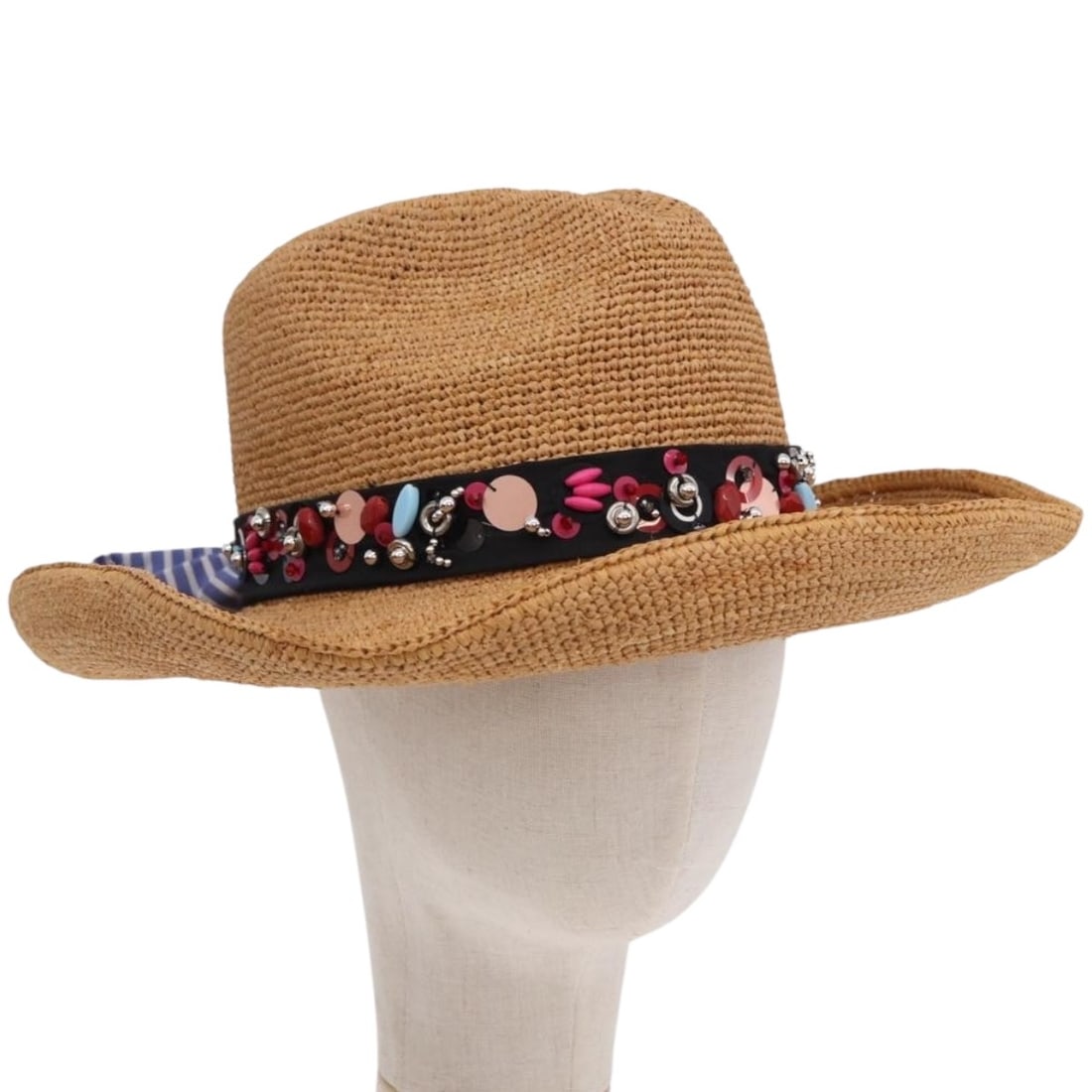 PRADA Womens Brown Wood Hat Made in Italy with Box (1 of 17)