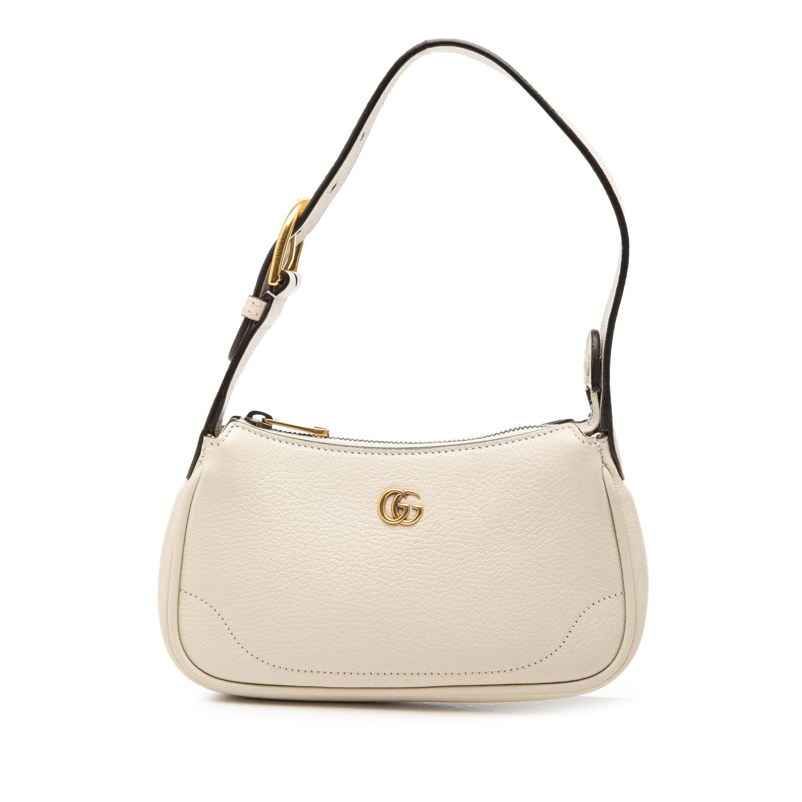 Gucci Aphrodite Mini White Goatskin Shoulder Bag: Gucci Aphrodite Mini White Goatskin Shoulder Bag This Gucci Mini Goatskin Aphrodite Shoulder Bag is crafted from goatskin leather in white and features an adjustable flat leather strap and a top zip c