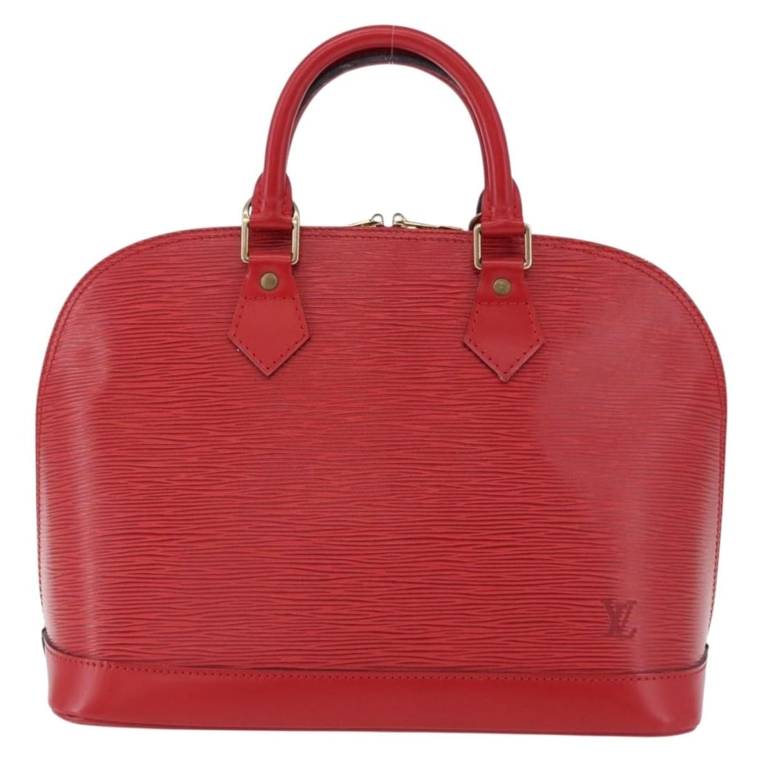 Louis Vuitton Alma red leather handbag: Louis Vuitton Alma red leather handbag Louis Vuitton Alma handbag in red Epi leather. This structured top-handle bag is made in France and is presented in good condition, with light rubbing to the ext