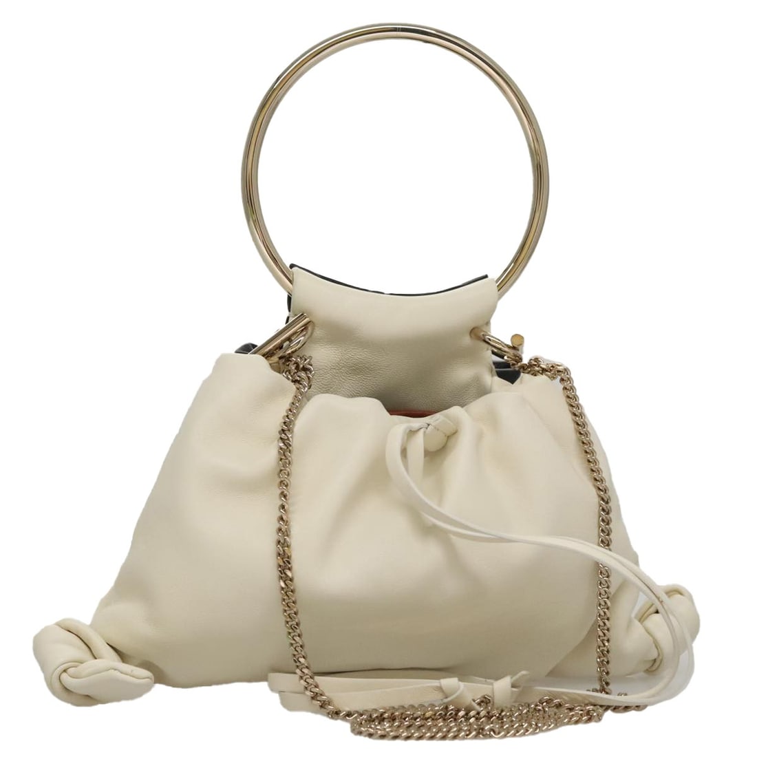 Chloe 2way Leather Handbag White Black with Shoulder Strap (1 of 18)