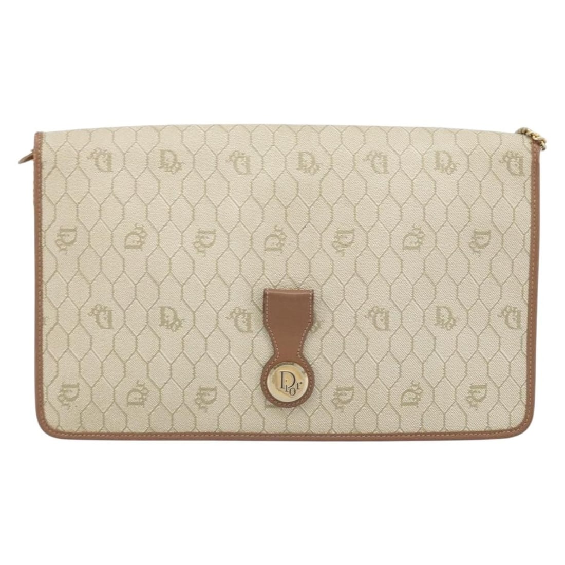 Christian Dior Vintage Honeycomb Canvas Chain Shoulder Bag: Christian Dior Vintage Honeycomb Canvas Chain Shoulder Bag Vintage Christian Dior Honeycomb chain bag in beige canvas. This piece shows honest vintage wear consistent with good condition, including li