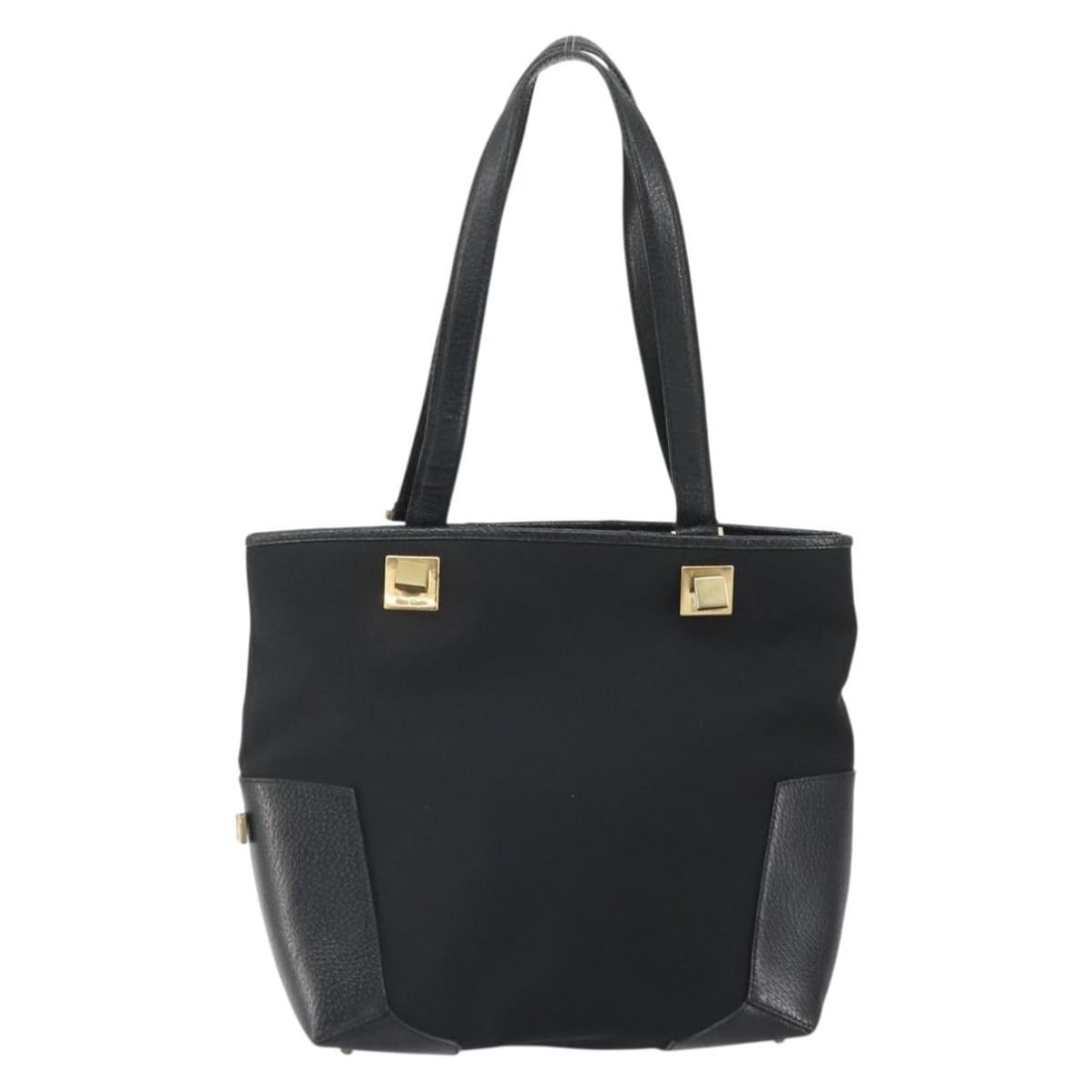 Black Canvas Tote Bag Salvatore Ferragamo Vintage: Black Canvas Tote Bag Salvatore Ferragamo Vintage This Salvatore Ferragamo vintage tote bag for women is crafted from black canvas with leather trim. The bag features signs of use including surface we