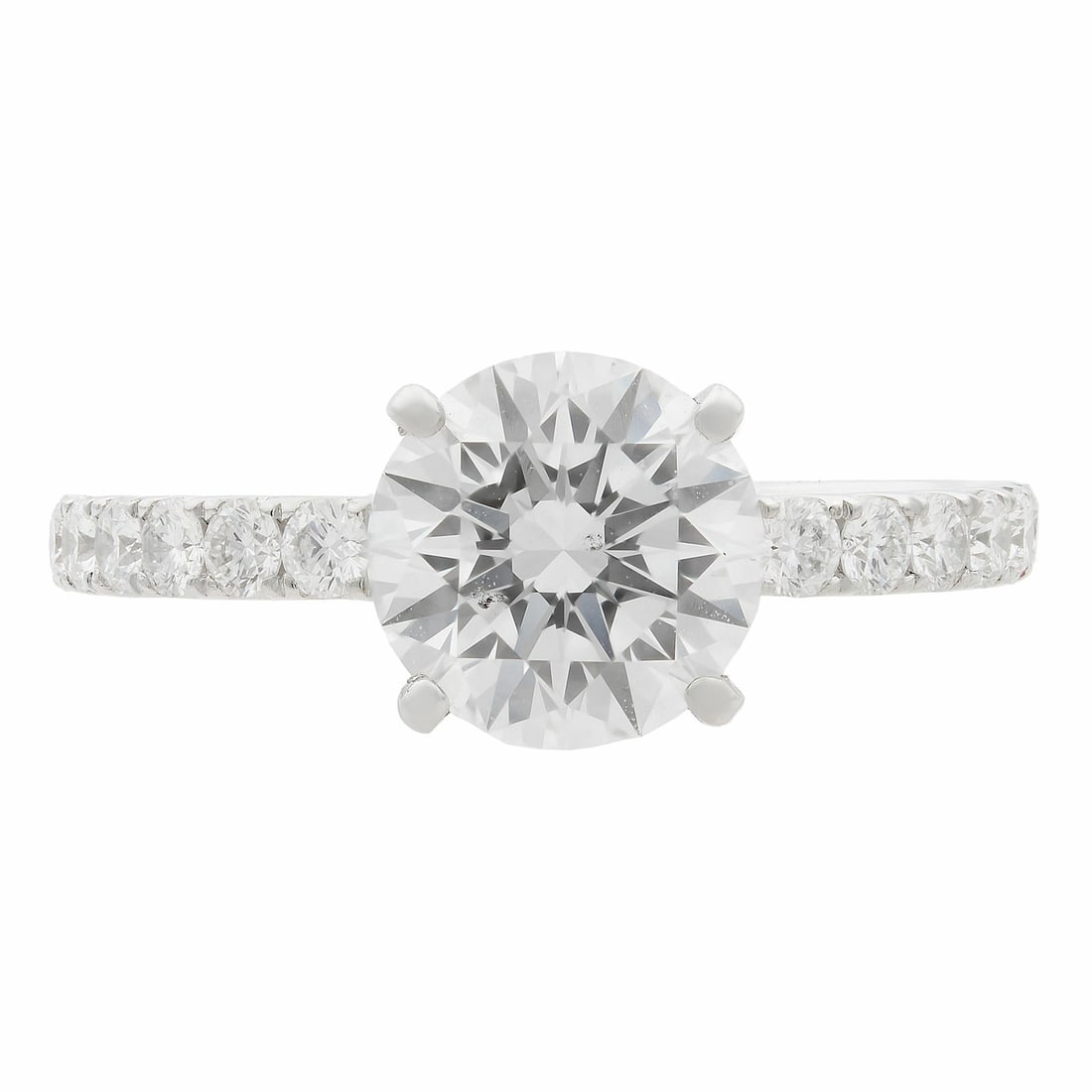 Rachel Koen 18K White Gold 1.54ct Round Diamond Engagement Ring GIA Certified: Rachel Koen 18K White Gold 1.54ct Round Diamond Engagement Ring GIA Certified This exquisite engagement ring from Rachel Koen showcases a stunning round cut diamond at its center, weighing 1.54 carats