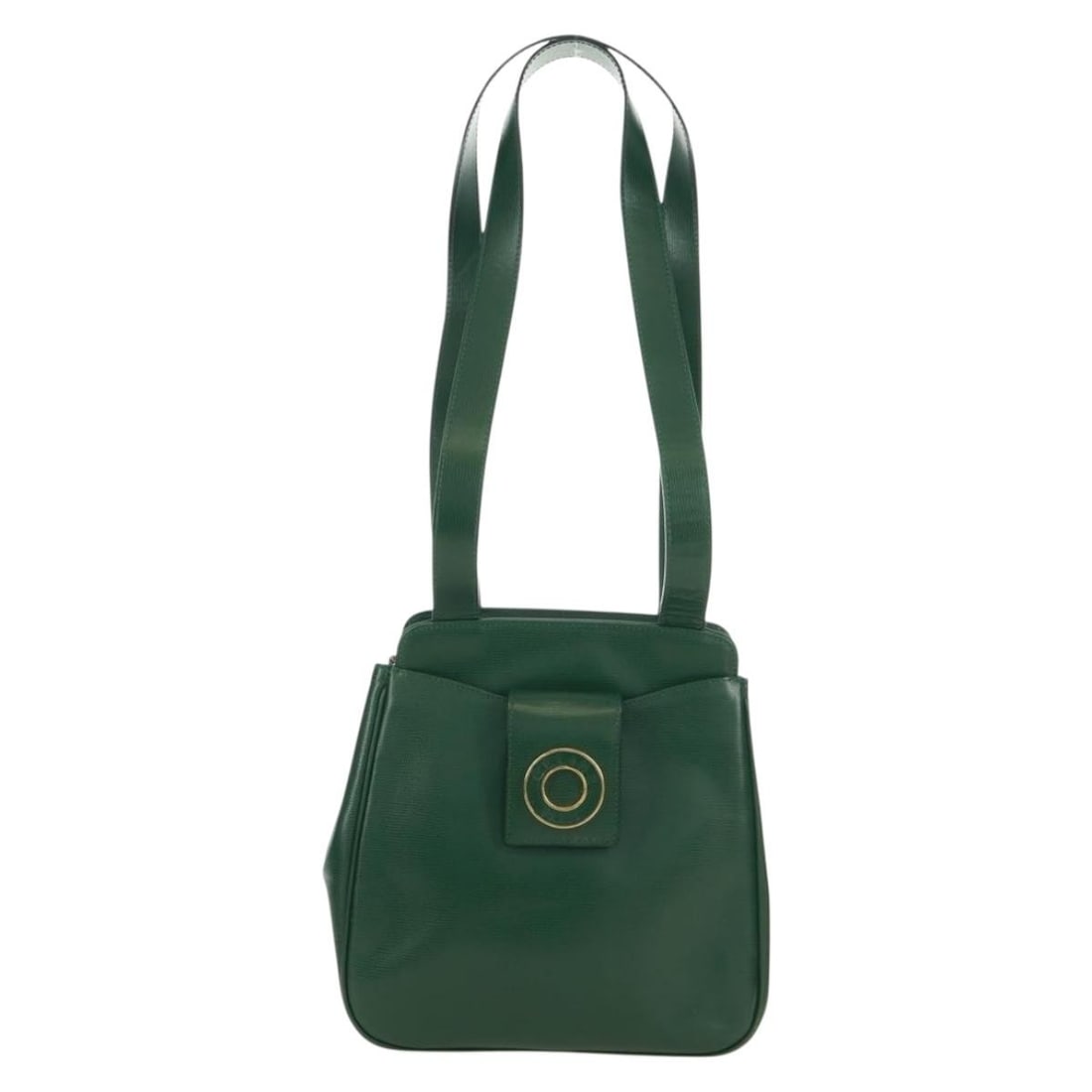 Celine Circle Logo green leather shoulder bag Italy: Celine Circle Logo green leather shoulder bag Italy This Celine Circle Logo Shoulder Bag is crafted from green leather and designed for women. The bag features a circular silhouette with the brand's i