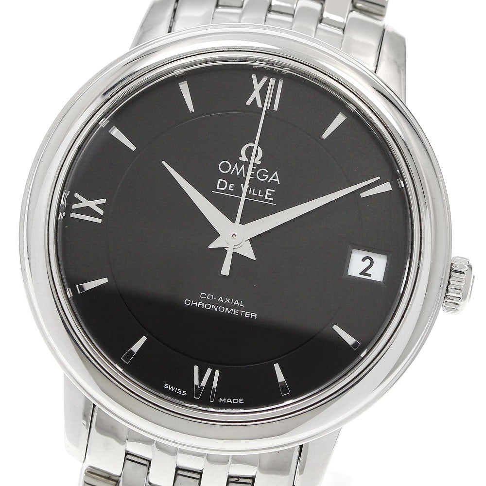 OMEGA De Ville Prestige 424.10.33.20.01.001 womens automatic date watch: OMEGA De Ville Prestige 424.10.33.20.01.001 womens automatic date watch Pre-owned OMEGA De Ville Prestige women's automatic wristwatch with a black dial and date display. This watch-only offering feat