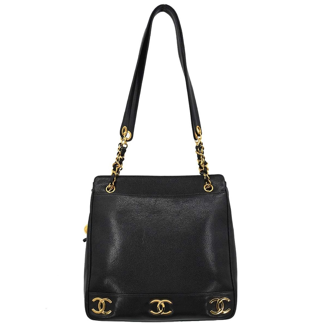 CHANEL Caviar Triple CC Black Calfskin Medium Shoulder Tote (1 of 16)