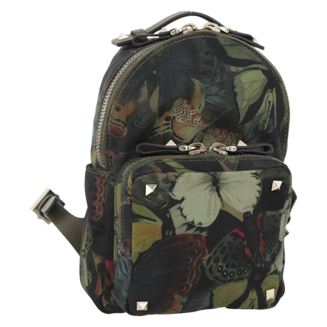 Valentino Khaki and Champagne Gold Nylon Women's Backpack with Name Tag: Valentino Khaki and Champagne Gold Nylon Women's Backpack with Name Tag This Valentino backpack is crafted from durable nylon in a khaki and champagne gold color scheme. Designed for women, it include