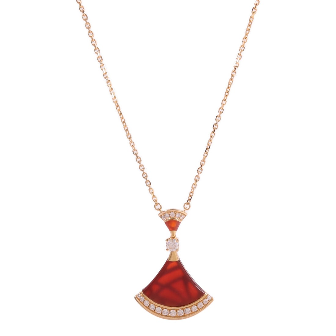BVLGARI Divas' Dream 18K Rose Gold Necklace with Diamond Carnelian (1 of 10)