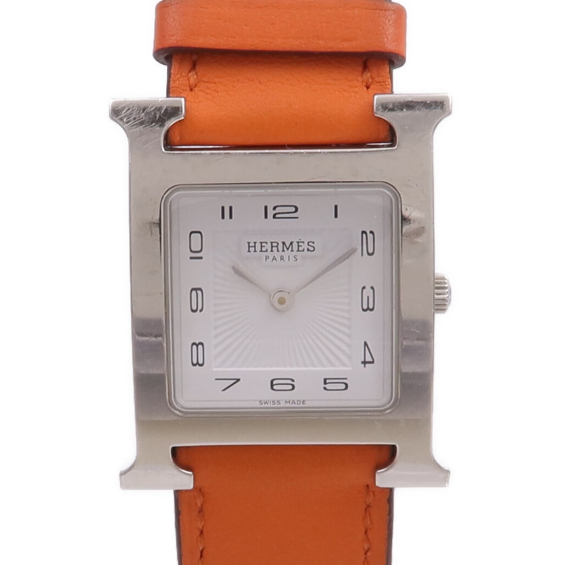 Hermes HH1.510e H Watch Womens Quartz Wristwatch White Leather Steel (1 of 18)
