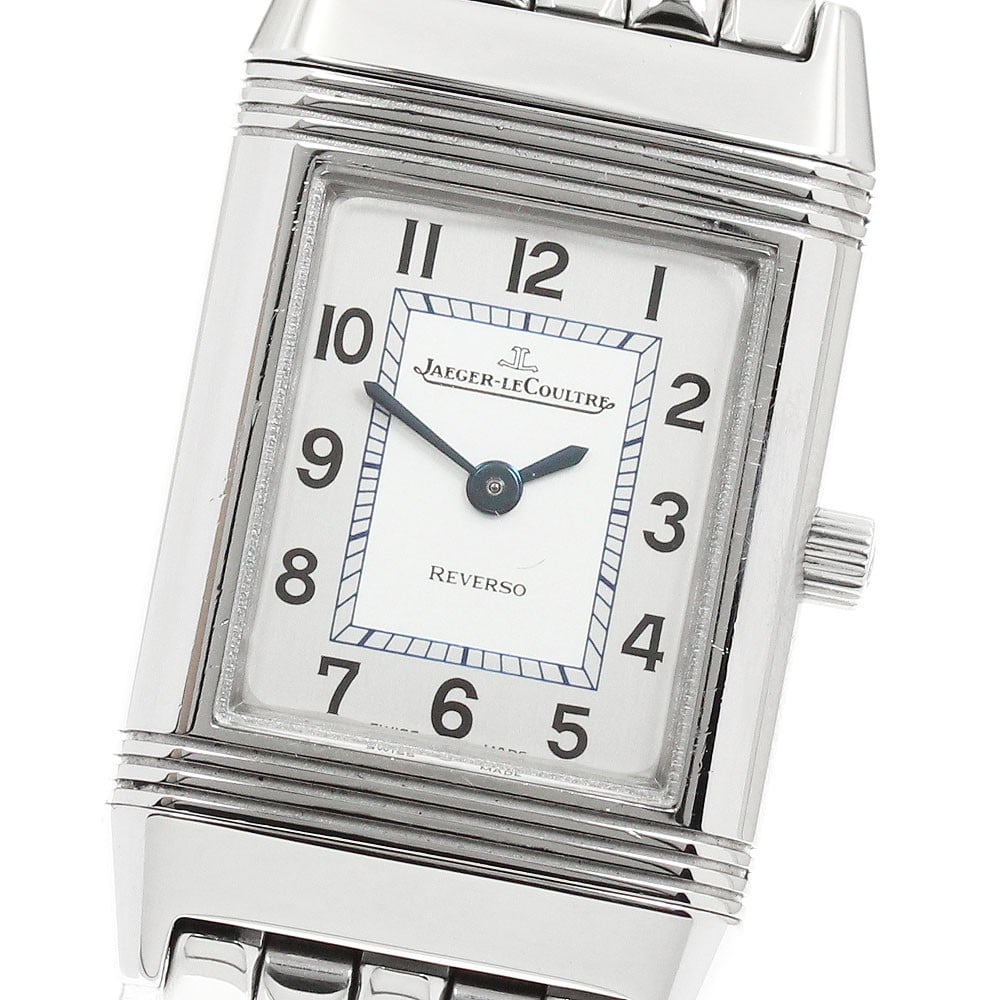 Jaeger-LeCoultre Reverso ladies wristwatch ref Q2608110 stainless steel: Jaeger-LeCoultre Reverso ladies wristwatch ref Q2608110 stainless steel Pre-owned Jaeger-LeCoultre Reverso ladies wristwatch with a manual winding movement and a silver dial. This stainless steel watc