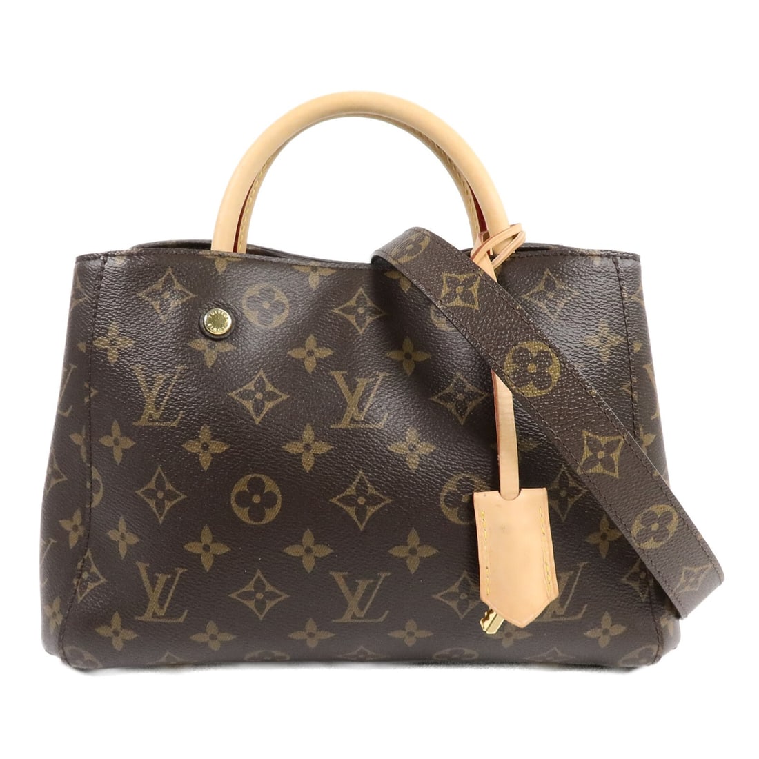 Louis Vuitton Montaigne BB M41055 Monogram 2 Way Bag: Louis Vuitton Montaigne BB M41055 Monogram 2 Way Bag Louis Vuitton Montaigne BB 2-way shoulder bag in brown Monogram PVC coated canvas. This women's bag features a top handle and a removable shoulder 