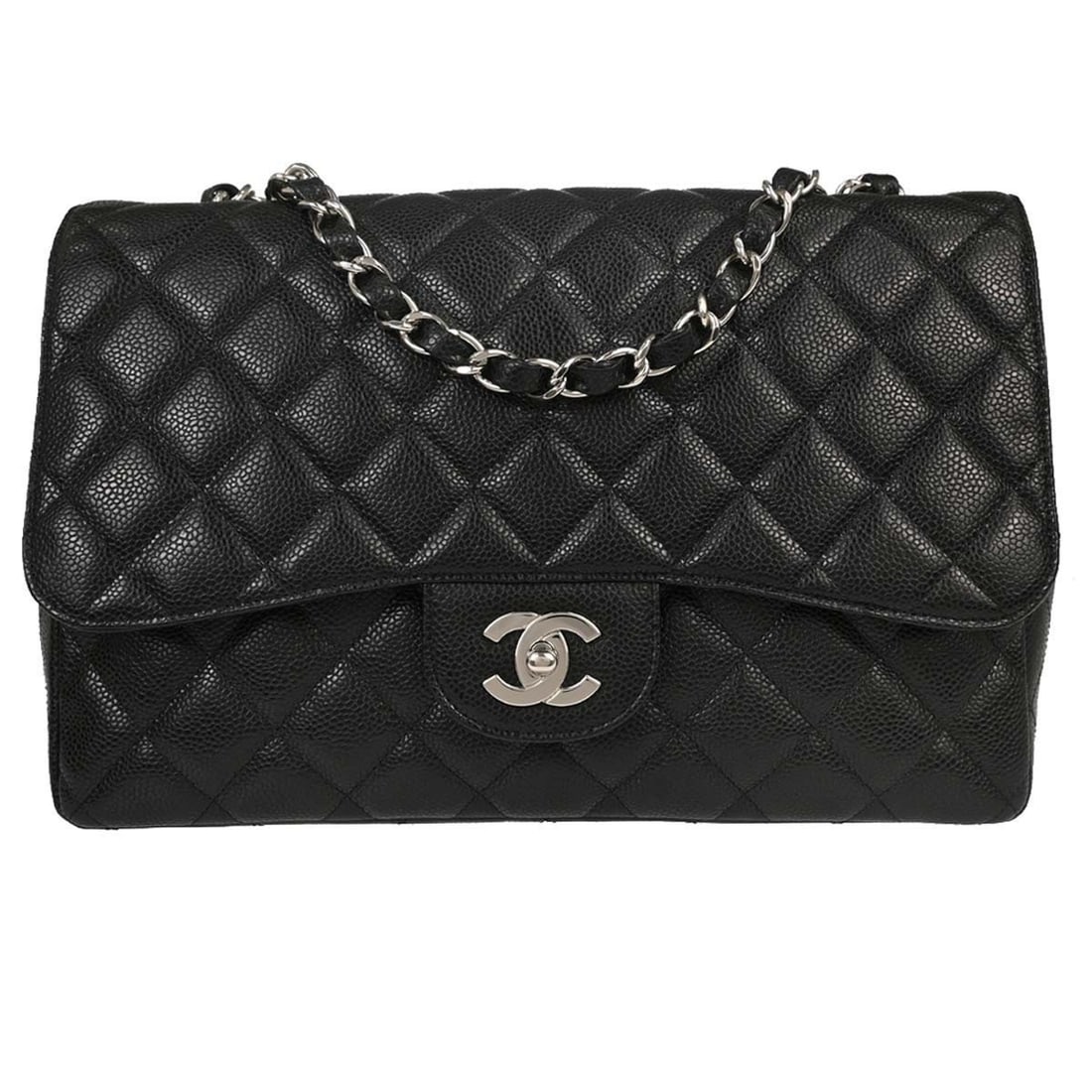 Chanel Jumbo Classic Flap Shoulder Bag Black Caviar Leather (1 of 15)