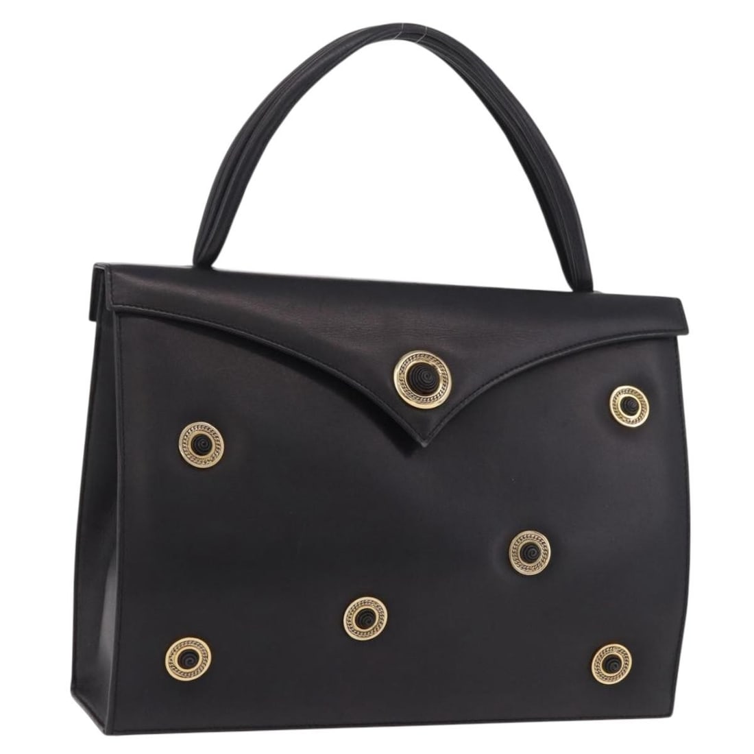 BALLY Black Leather Handbag with Gold Tone Hardware: BALLY Black Leather Handbag with Gold Tone Hardware Black and gold BALLY leather hand bag for women, made in Spain. It features a handle drop of 4.3 inches (11 cm) and measures approximately 11.8 x 8.