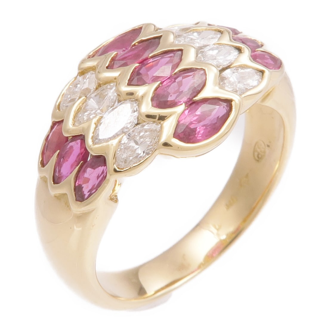 18K Yellow Gold Ruby Diamond Ring Size 7.5 (1 of 7)