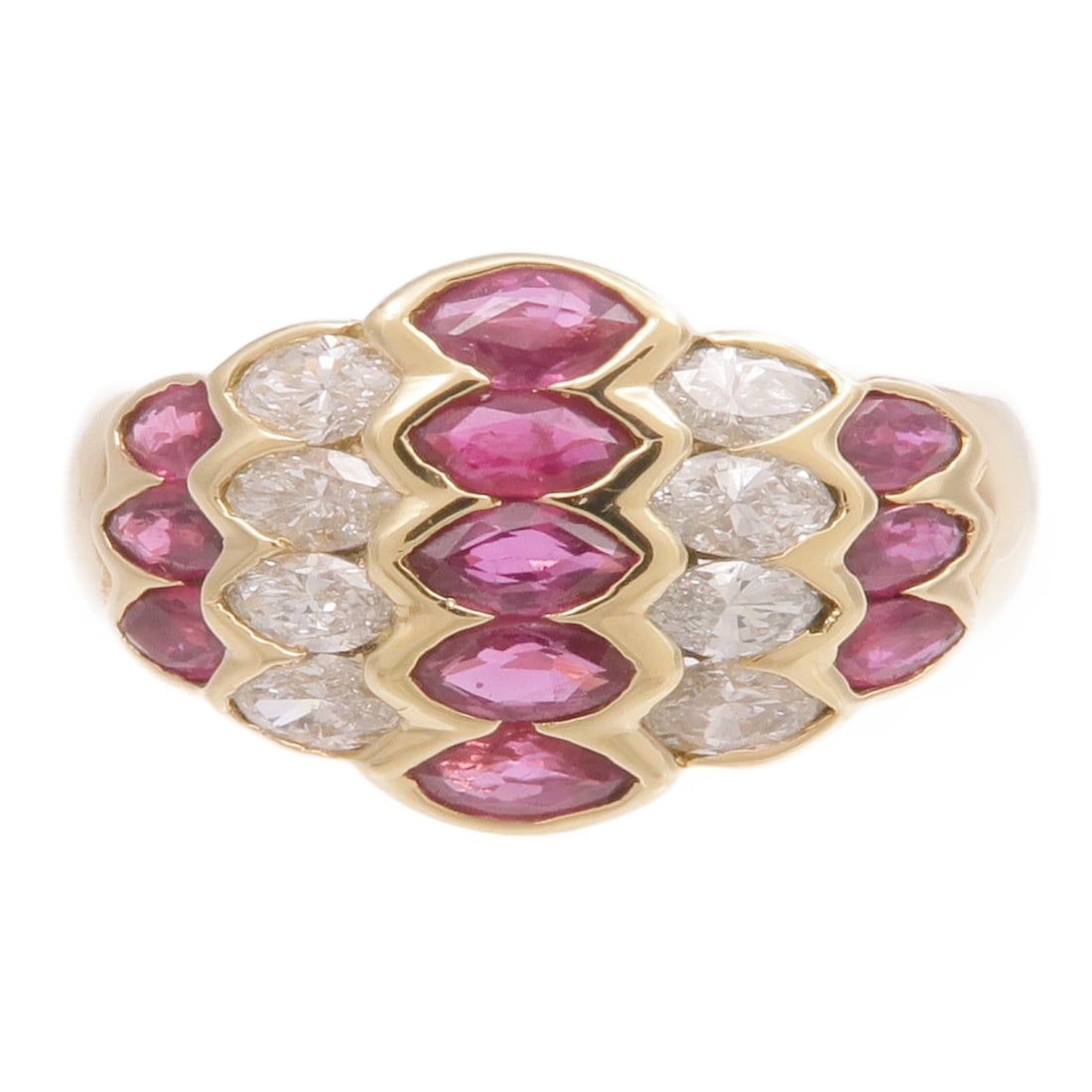18K Yellow Gold Ruby Diamond Ring Size 7.5 - 2