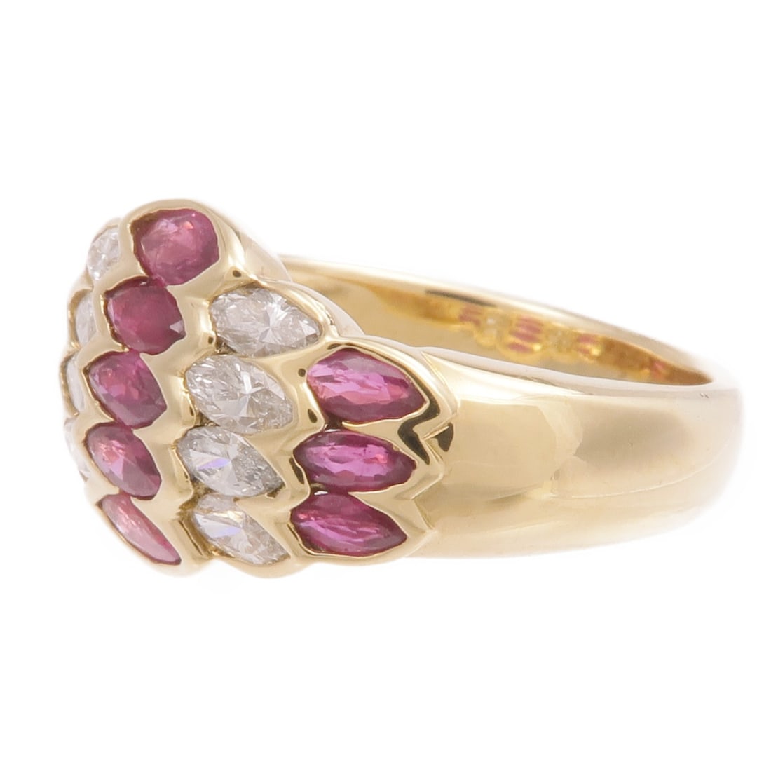 18K Yellow Gold Ruby Diamond Ring Size 7.5 - 3