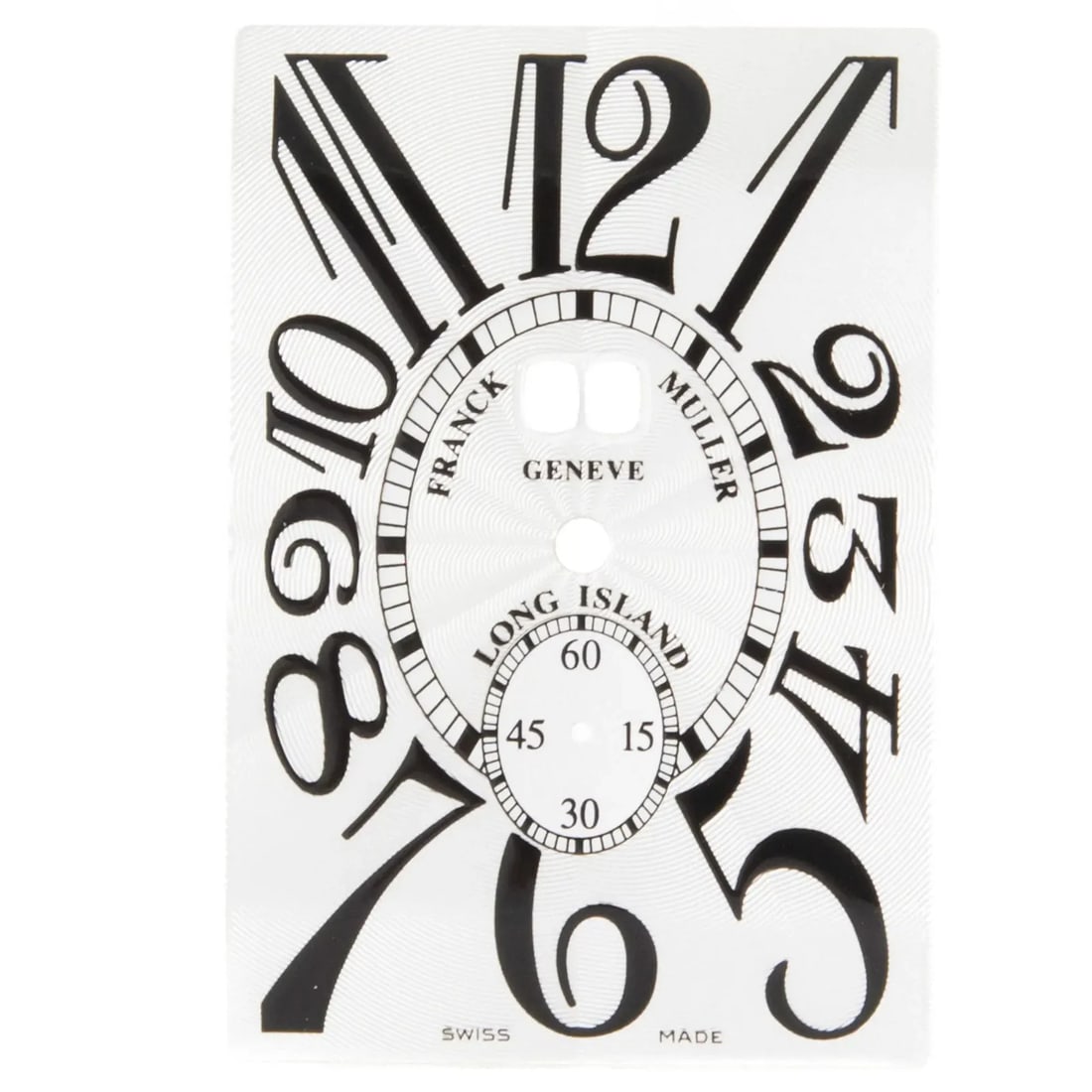 Men's Watch Dial Franck Muller Long Island 26 x 37 mm Silver: Men's Watch Dial Franck Muller Long Island 26 x 37 mm Silver Pre-owned Franck Muller Long Island dial for a men's watch. This silver-tone dial features black hour markers and is compatible with the Fr