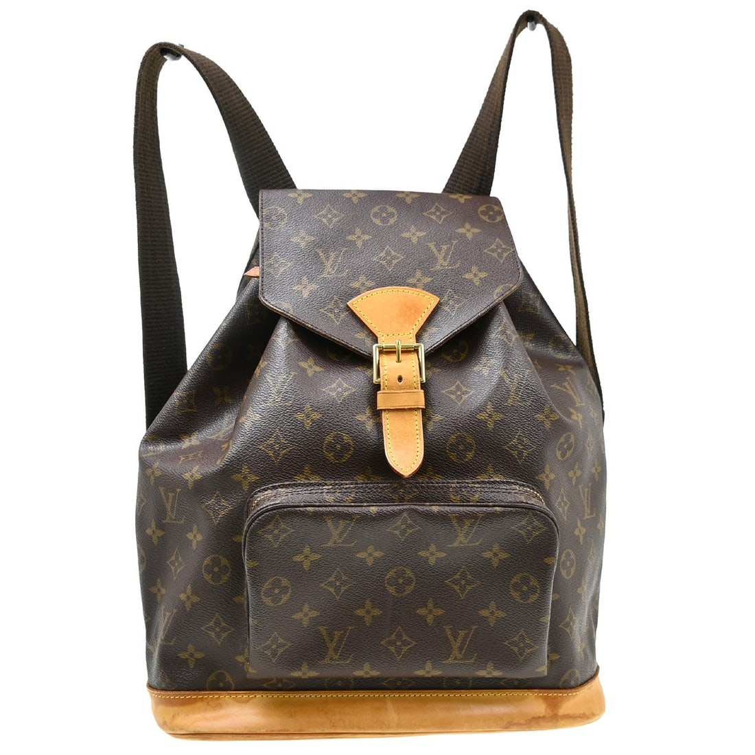Louis Vuitton Montsouris GM Monogram Canvas Backpack M51135: Louis Vuitton Montsouris GM Monogram Canvas Backpack M51135 Vintage Louis Vuitton Montsouris GM backpack in brown Monogram canvas with leather trim. This unisex backpack features a buckle and drawstri