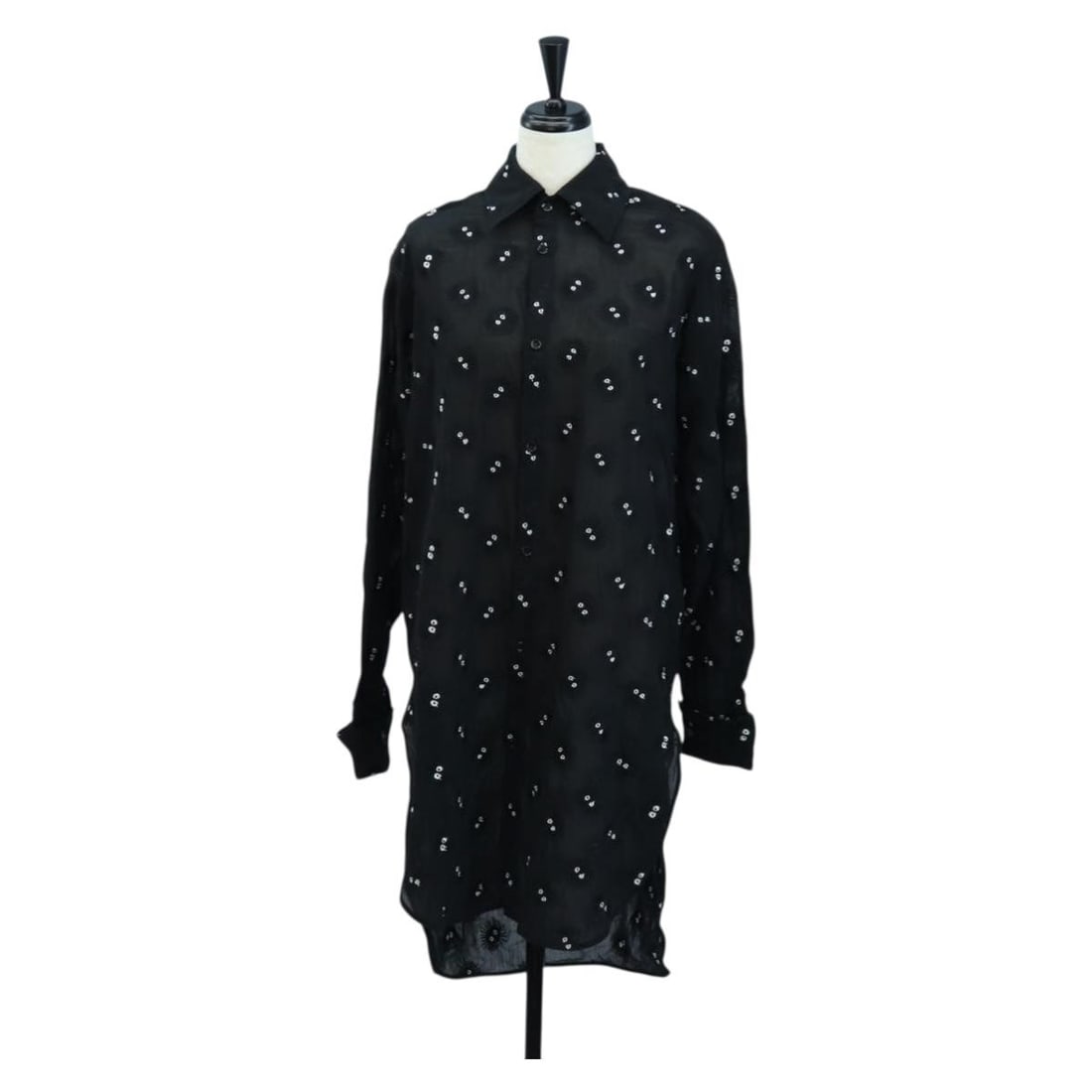 LOEWE Studio Ghibli Soot Sprites Cotton Sheer Shirt Black 34: LOEWE Studio Ghibli Soot Sprites Cotton Sheer Shirt Black 34 LOEWE x Studio Ghibli sheer shirt featuring the Soot Sprites design. This women's black cotton shirt is made in Romania and is offered in e