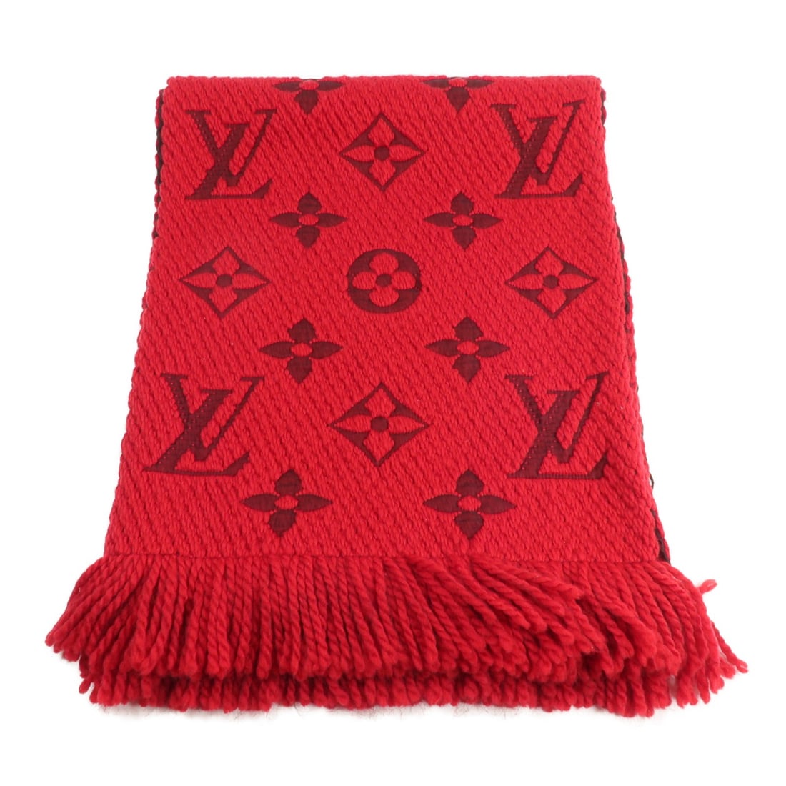 Louis Vuitton M72432 Red Wool Silk LV Scarf 174x31cm (1 of 8)