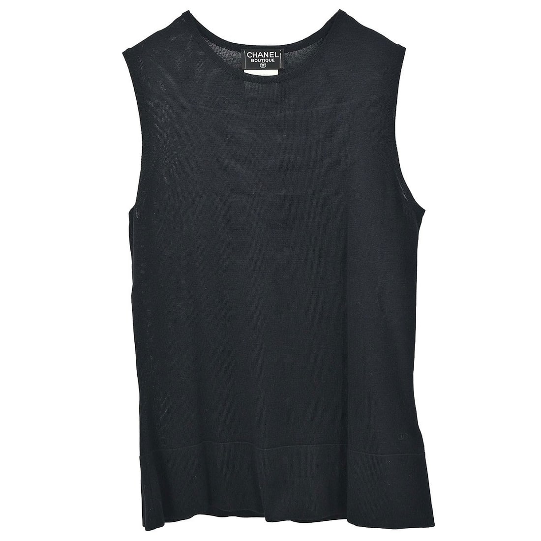 CHANEL 97P Black Silk Sleeveless Round Neck Top Size 40 (1 of 15)